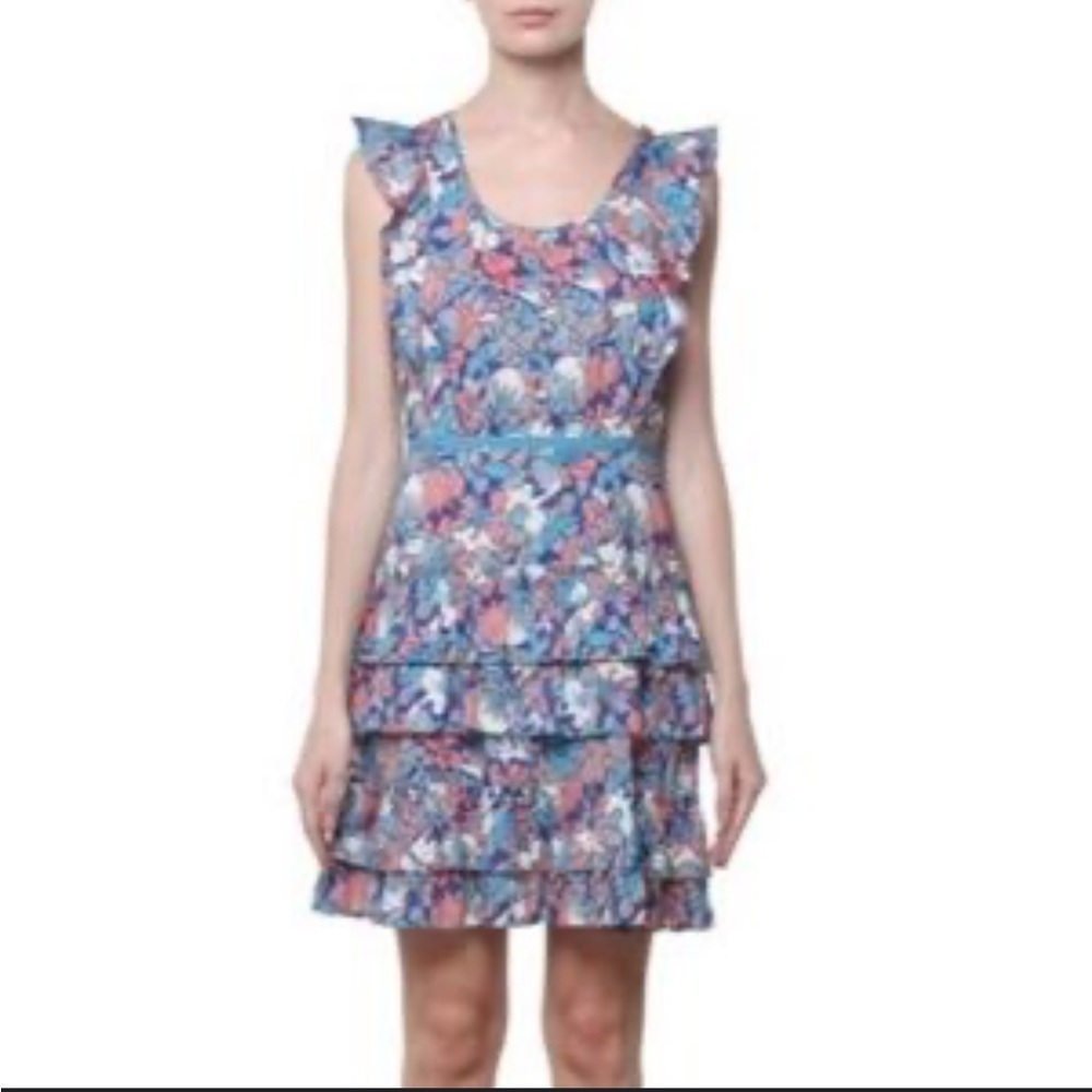 MARC by MARC JACOBS Y2K 100% Cotton Floral Ruffle Tiered Tie Back Mini Dress 6 - Picture 2 of 9